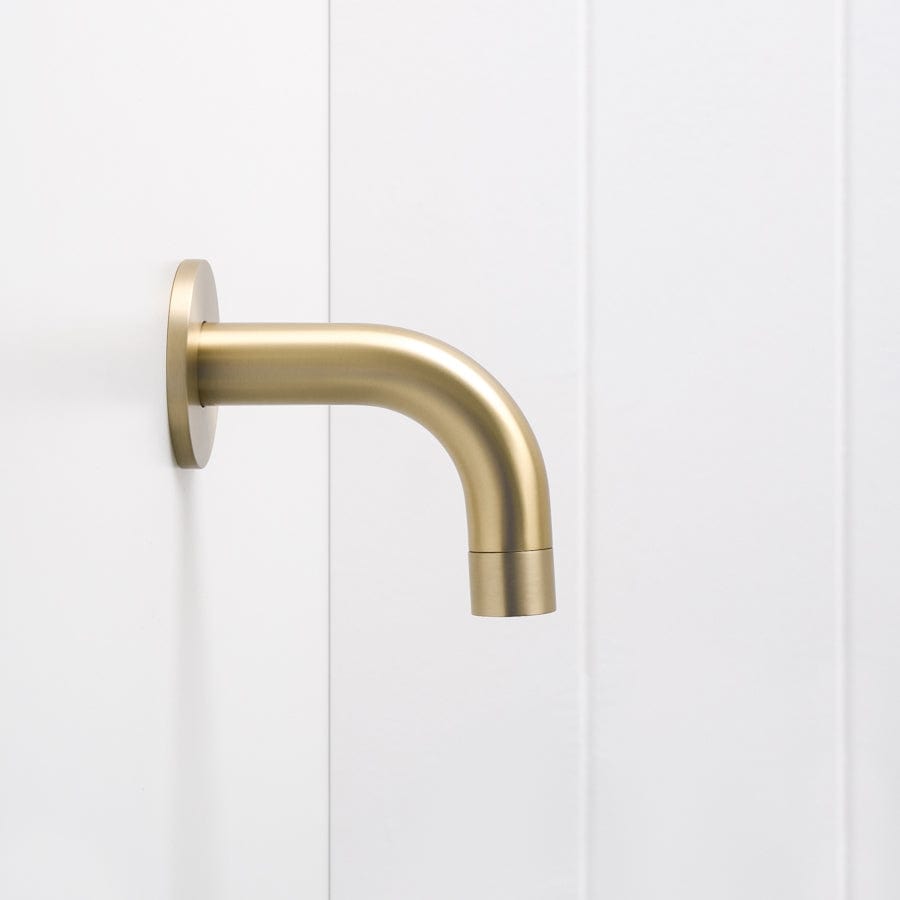 Sydney Short Wall Spout Warm Brushed Nickel - Modern Bathroom Faucet for Sink, Vanity & Powder Room - Perfect for Small Spaces & Water Conservation