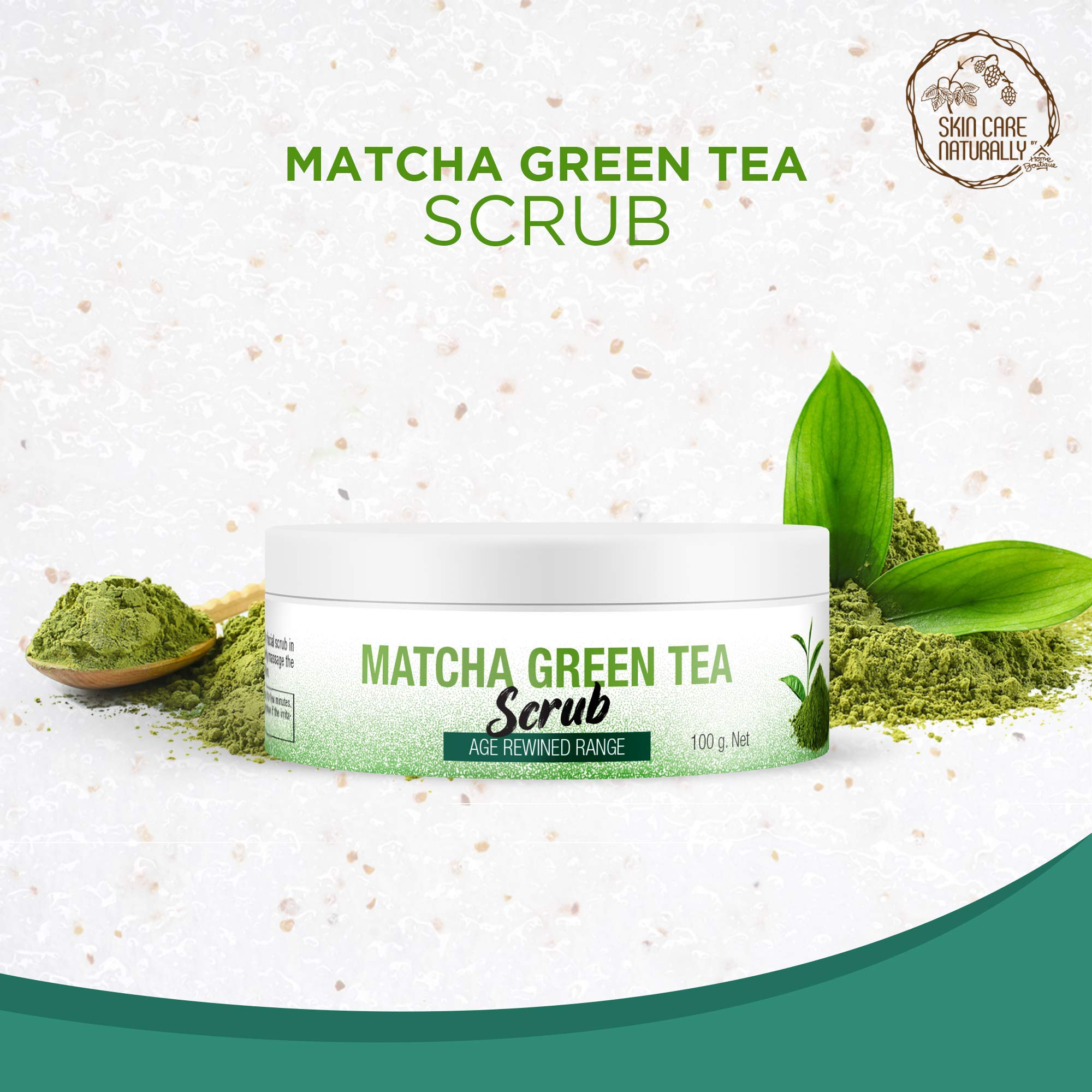Age Rewind Matcha Green Tea Scrub - Skin Refining & Brightening Facial Exfoliator (100g) | Organic Skincare for Glowing Complexion | Perfect for Daily Use & Spa Nights