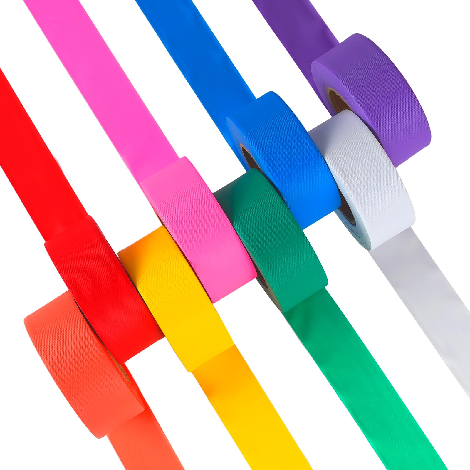 12 Pack Fluorescent Pink Flagging Tape - Non-Adhesive Plastic Ribbon, Neon Marking Roll for Hunting, Trail Marking & Tree Identification (1-3/16
