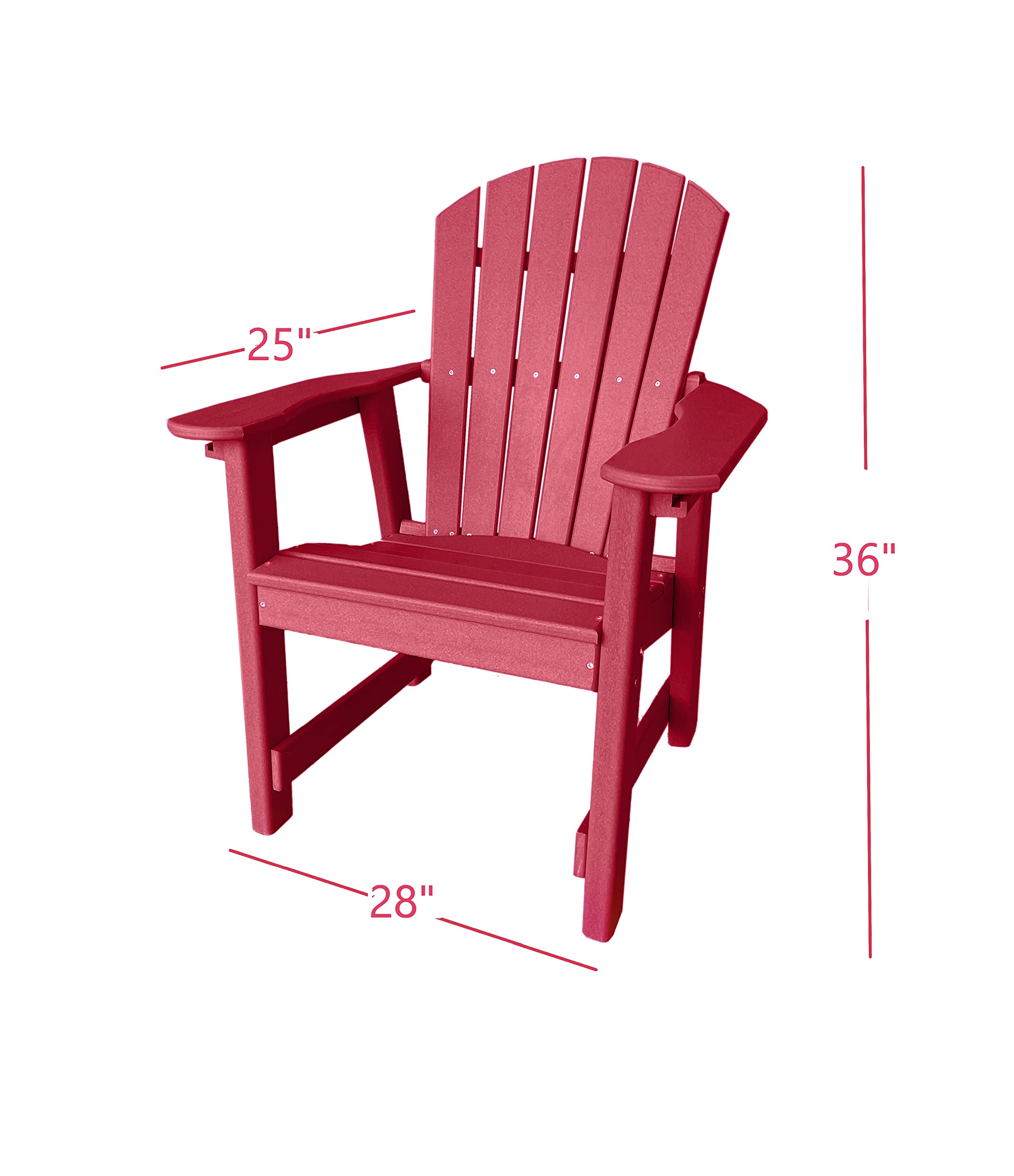 Phat Tommy Outdoor Dining Chair - Weatherproof Recycled Poly Lumber Patio Furniture, Thick Composite Material, Cranberry Red - Perfect for Backyard, Garden, Deck and Poolside Relaxation