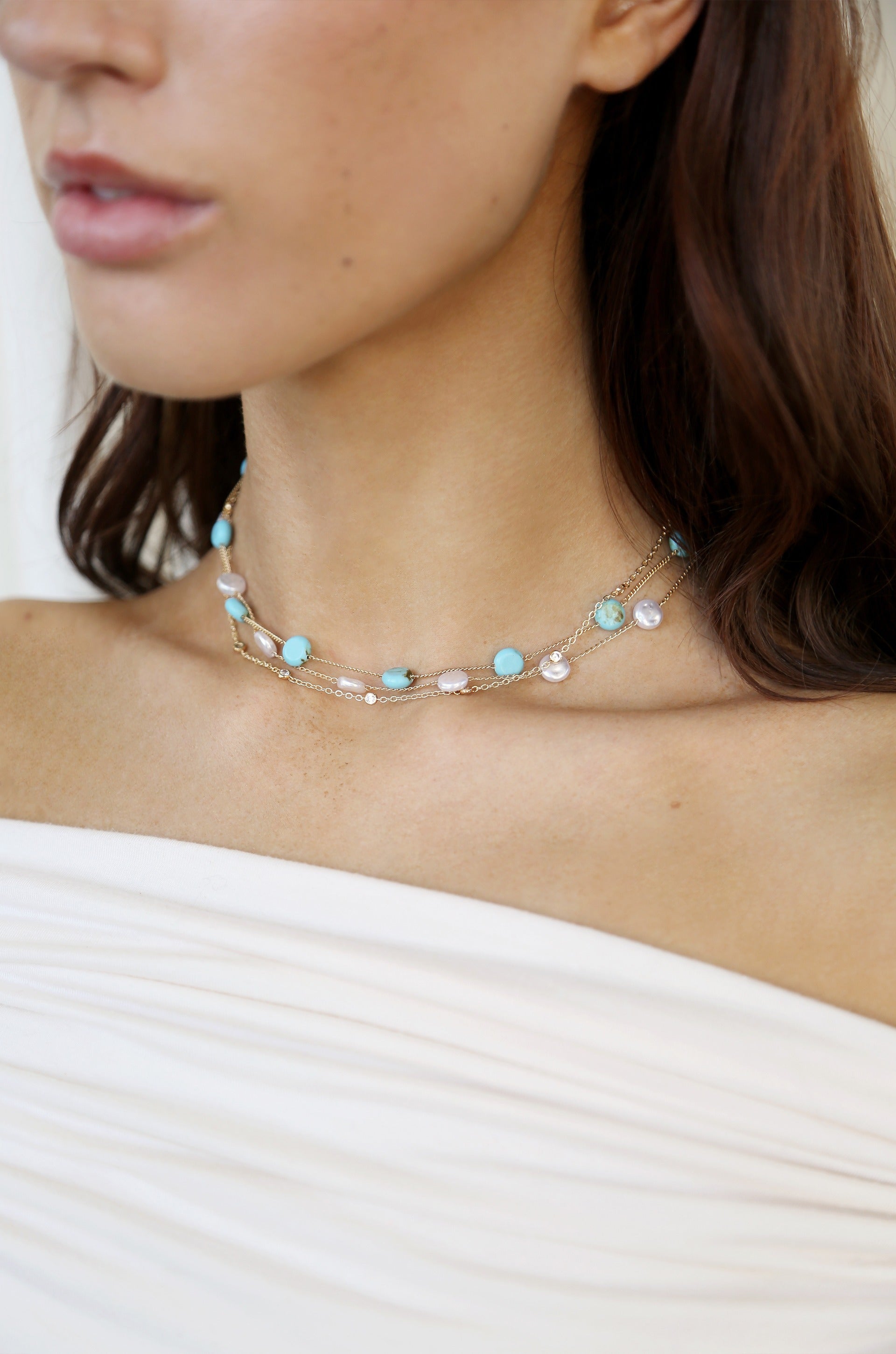 Elegant Turquoise & Pearl Necklace for Women - Perfect for Weddings, Parties & Special Occasions