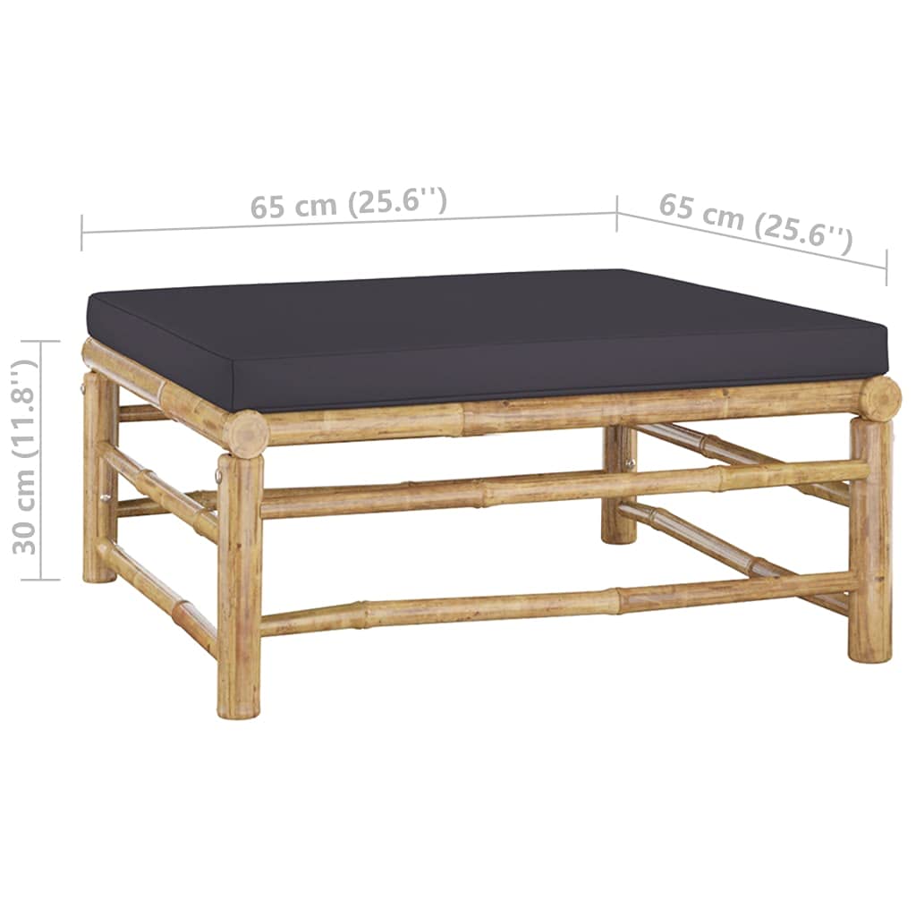 **Dark Gray 4-Piece Bamboo Patio Furniture Set with Cushions - Outdoor Dining Table & Chairs for Backyard, Garden, or Poolside Relaxation**