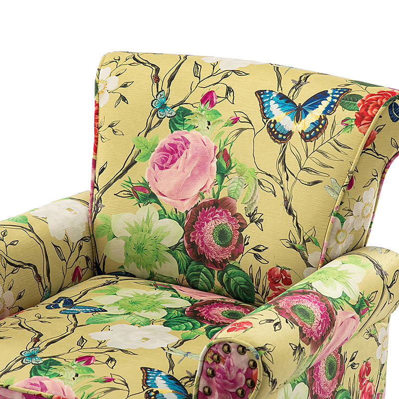 Artemisa Modern Floral Pattern Upholstered Armchair - Comfortable Living Room Accent Chair for Home Office & Lounge Decor