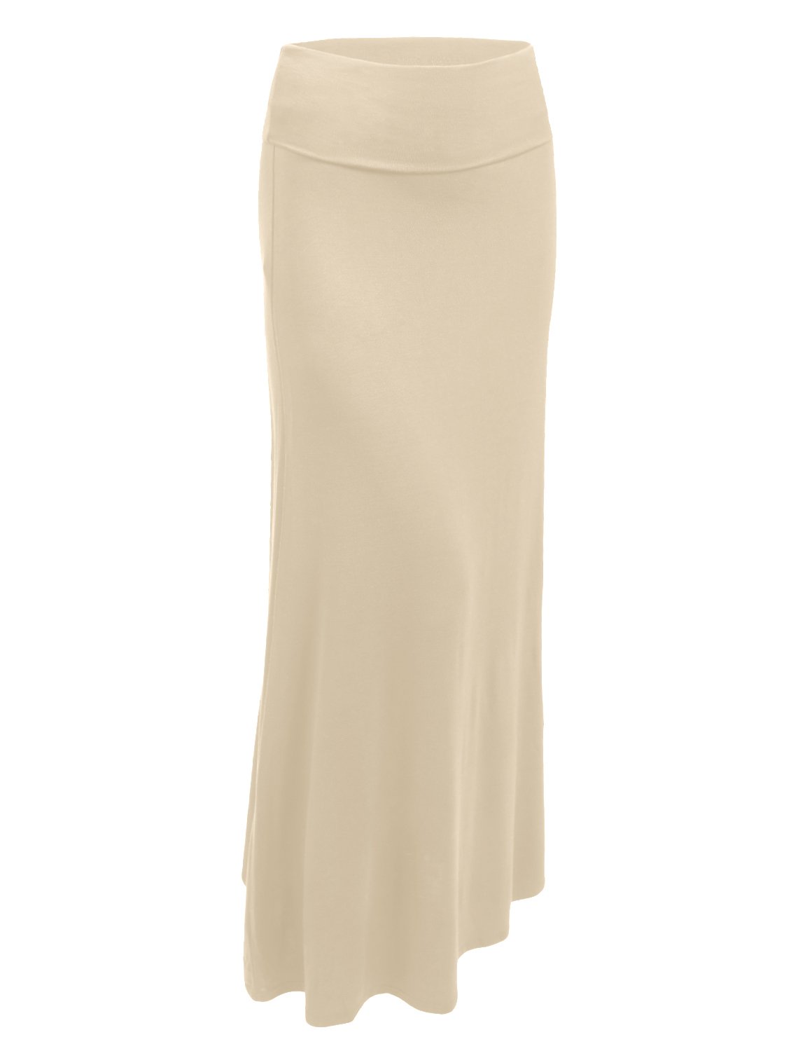 NE PEOPLE Women's Stretchy Premium Basic Elastic Waist Foldover Jersey Maxi Skirts - Comfortable Casual Long Skirt for Summer, Beach, Travel & Everyday Wear