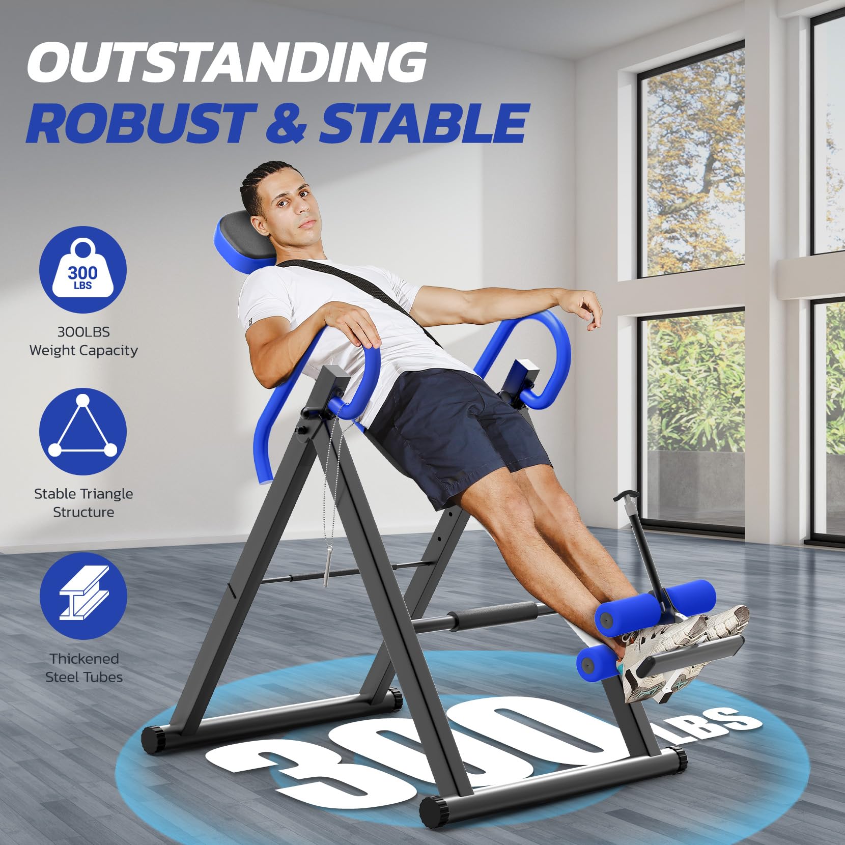 YOLEO Heavy Duty Inversion Table with Adjustable Headrest & Safety Belt - Back Pain Relief, Spinal Decompression Therapy Equipment for Home Gym & Physical Therapy