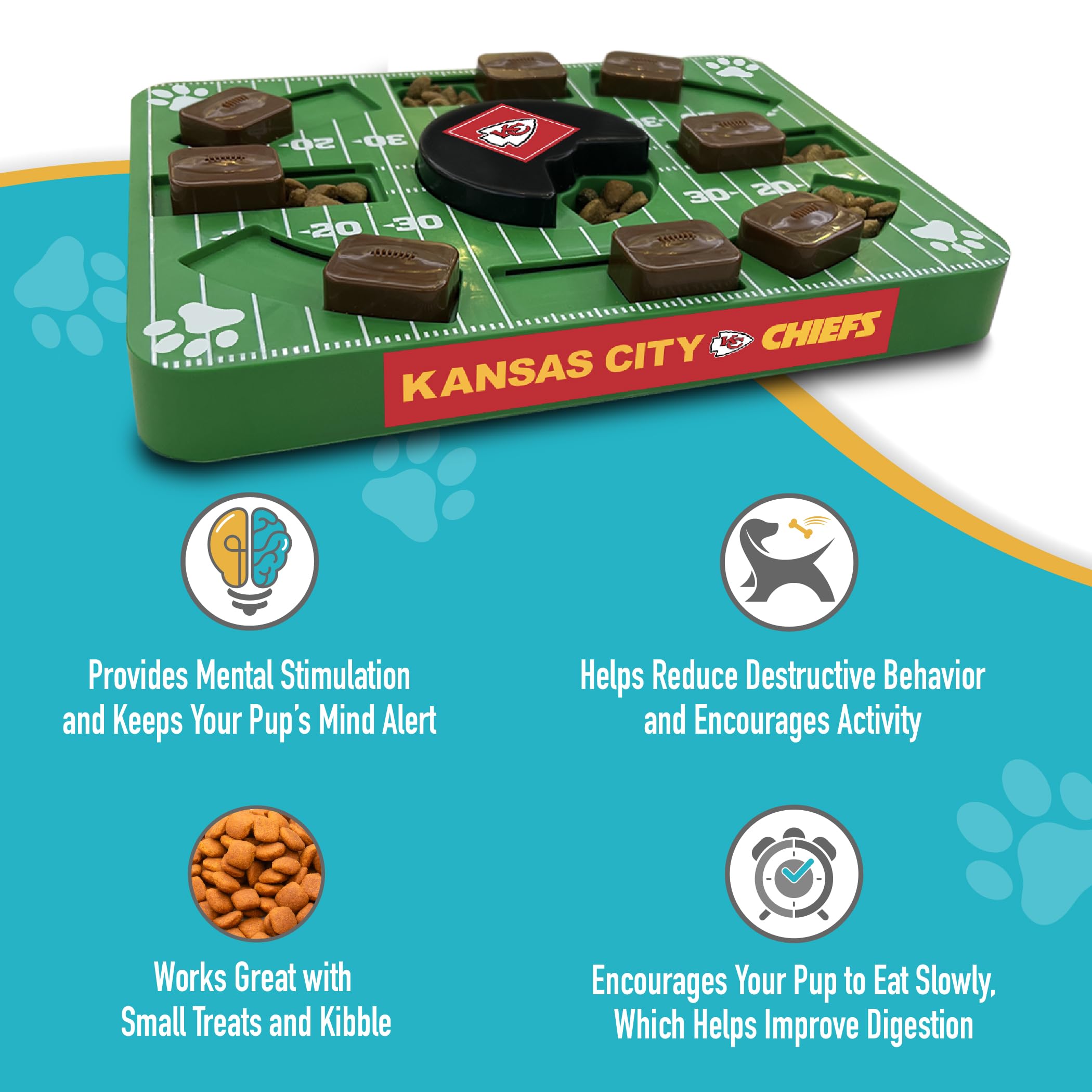 Pets First NFL Kansas City Chiefs Puzzle Toy for Dogs - Interactive Treat Dispensing Puzzle Game for Mental Stimulation | Perfect for Boredom Relief & Training Rewards