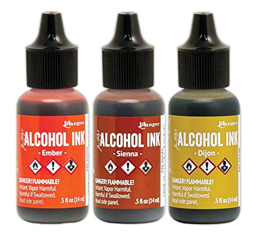 Ranger Alcohol Inks 2024 New Colors Set - Boysenberry, Cobalt, Dijon & More (15 Vibrant Shades) with Free Detail Sticks | Perfect for DIY Crafts, Mixed Media Art & Alcohol Ink Painting Techniques