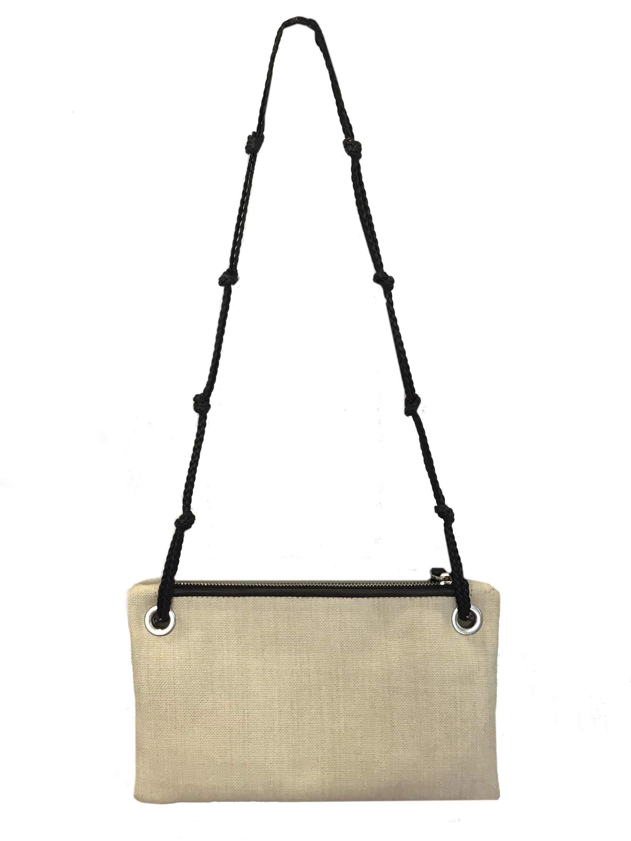 The Row Mini Coated Canvas Shoulder Bag with Removable Knotted Leather Strap | Stylish Crossbody Purse for Women | Perfect for Work, Travel & Everyday Use