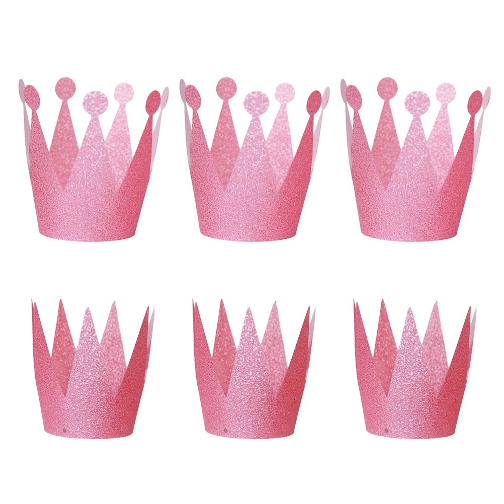 18PCS Princess & Prince Crown Hats for Kids Adults - Pink Silver Glitter Party Hats for Birthday, Wedding, Halloween Costume & Royal Theme Decorations
