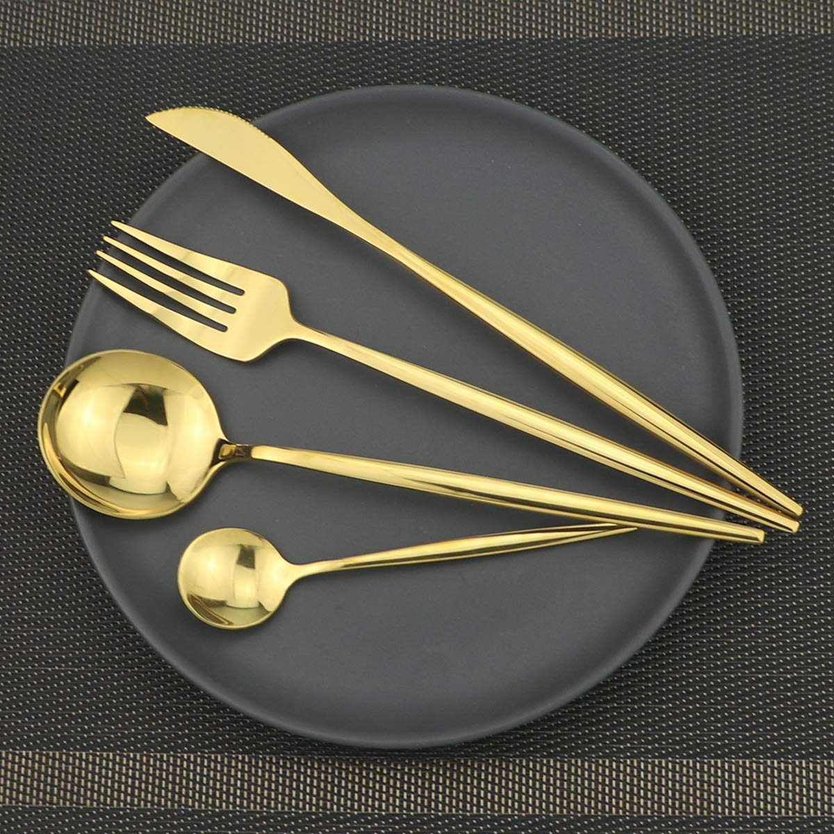 Premium Gugrida 40-Piece Stainless Steel Flatware Set - 18/10 Mirror Polished Silverware (Forks, Spoons, Knives) - Service for 10 - Elegant Gold Cutlery Set for Dining, Wedding Gifts & Home Entertaining - Durable Reusable Utensils for Restaurants, Parties & Everyday Use