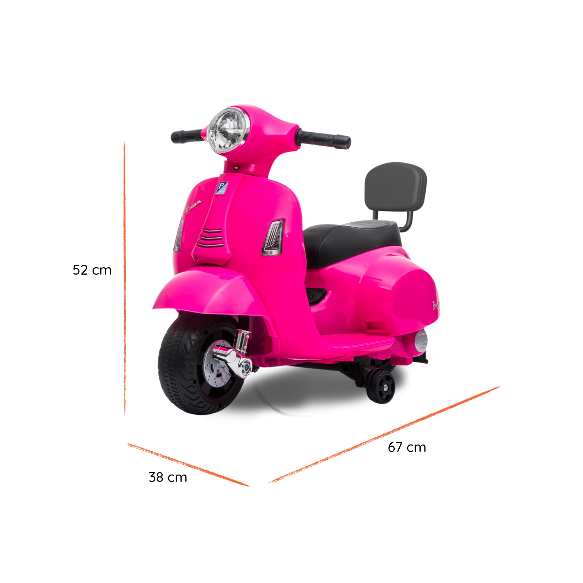 Official Licensed Piaggio Mini Vespa Kids Electric Scooter - 6V Pink Ride-On Toy with LED Lights & Fun Sounds | Perfect Gift for Toddlers Birthday & Outdoor Play
