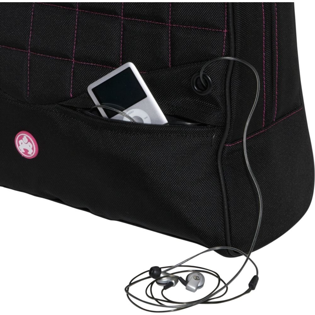 Sumo 15-Inch Laptop Purse for Women - Stylish Black & Pink Tote Bag with Padded Laptop Compartment - Perfect for Work, Travel & College