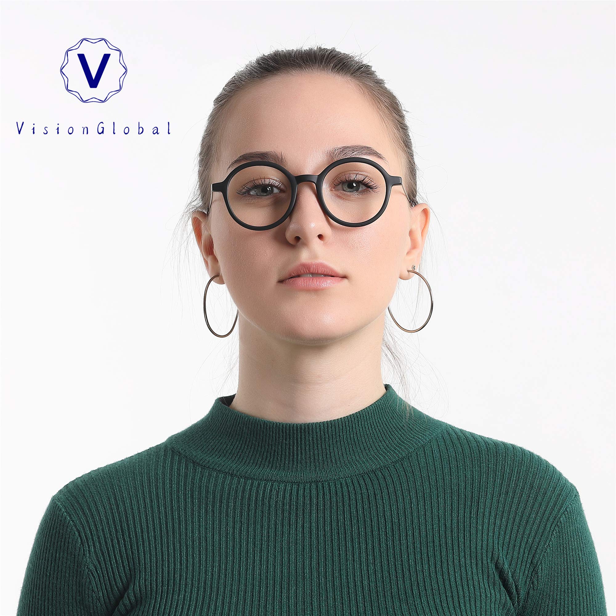 VisionGlobal Blue Light Blocking Glasses for Women & Men - Anti Eyestrain Computer Glasses with Stylish Oval Frame - Reduce Digital Eye Strain for Work, Gaming & Screen Time