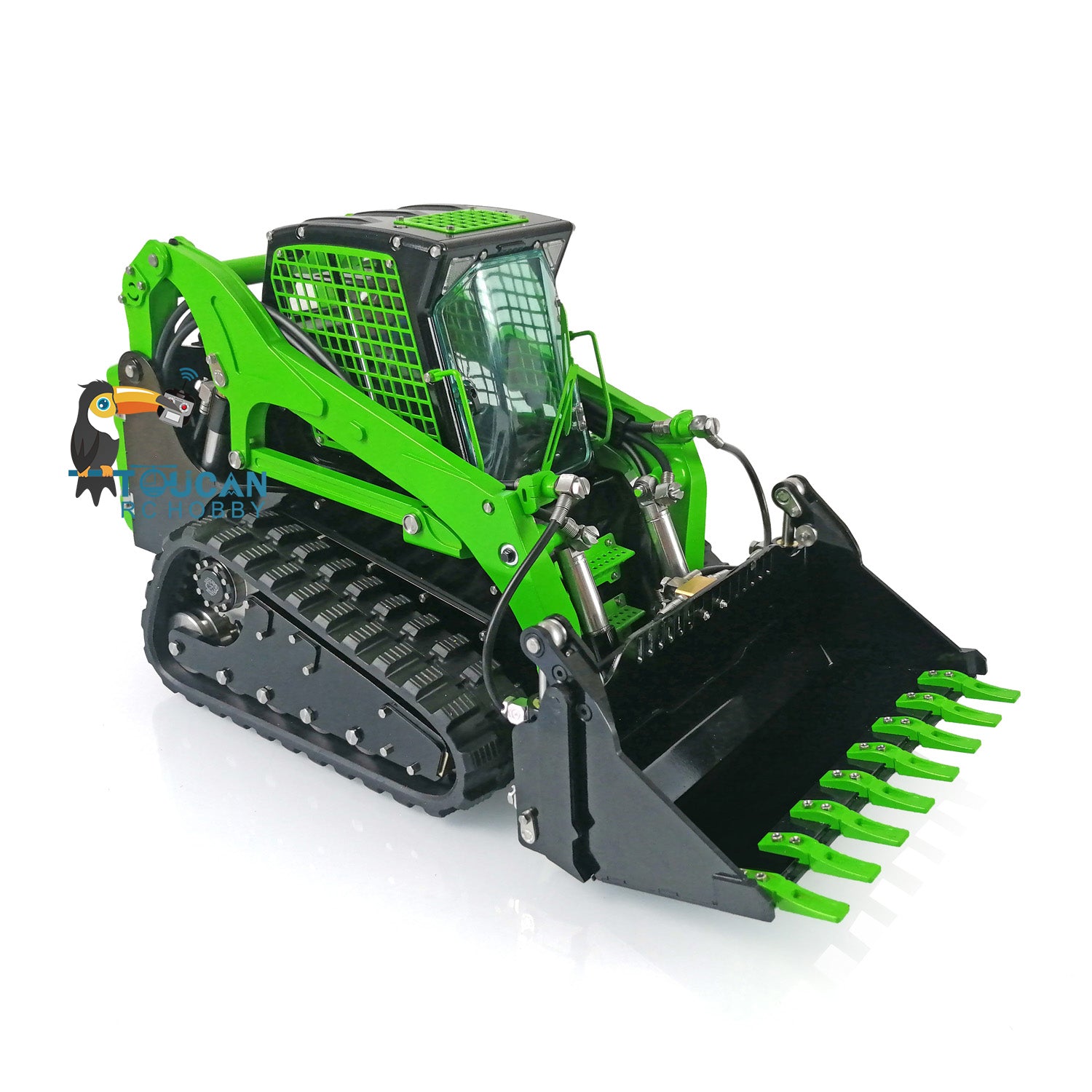 Customized LESU 1:14 Scale RC Hydraulic Aoue LT5 Tracked Skid Steer Loader - Metal RTR Model with Fork, Bucket, Sieve Bucket, Gripper Clamp & Trailer Upgrade Parts - Perfect for Construction Simulation, RC Hobbyists & Collectors