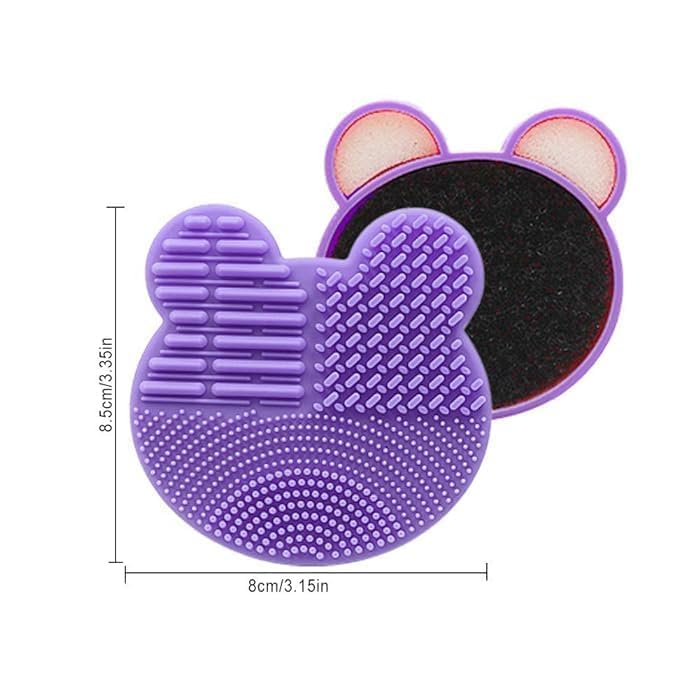 Giffy® Silicone Makeup Brush Cleaner Pad - Mickey Bear Design, Cosmetic Brush Washing Tool for Quick Cleaning (Multicolor, Medium, 2-Pack) | Perfect for Home, Salon & Travel Makeup Brush Care