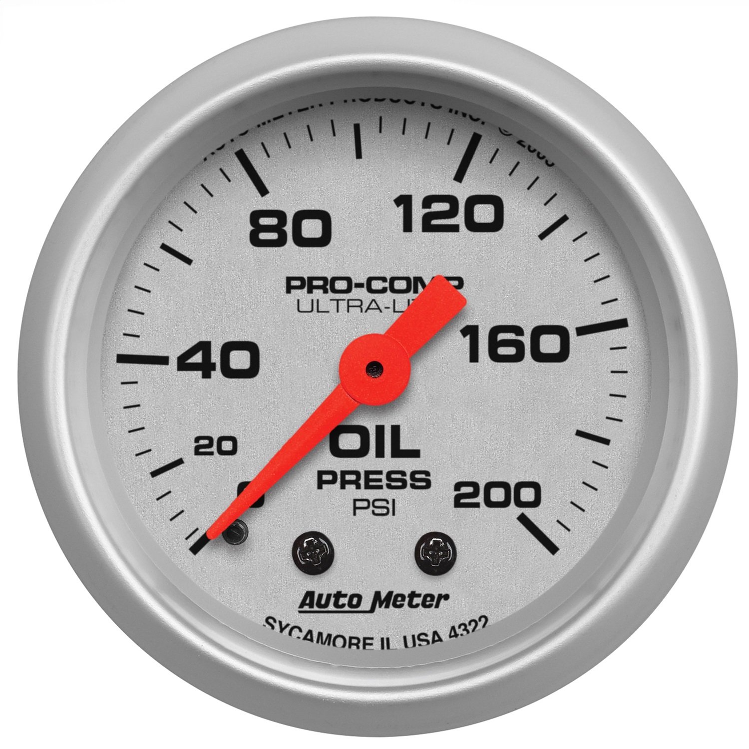 Auto Meter 4322 Ultra-Lite Mechanical Oil Pressure Gauge - 2.3125 Inch Diameter - High Performance Engine Monitoring for Cars, Trucks & Racing Vehicles