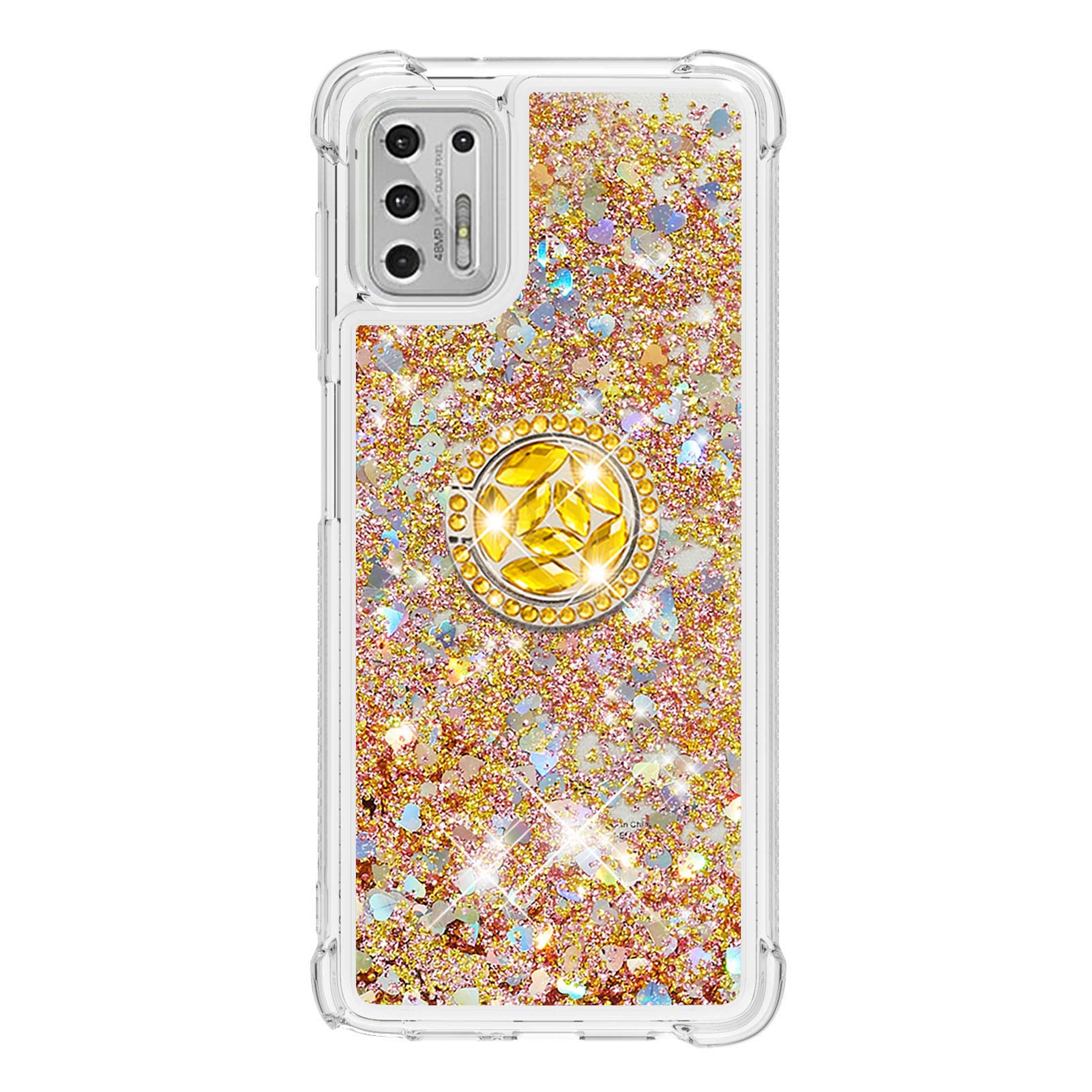 Sparkly Clear Glitter Phone Case for Motorola G Stylus 2021 - Liquid Quicksand Bling Cover with Diamond Ring Holder & Rugged Protection | Perfect for Everyday Use, Parties & Gift Giving