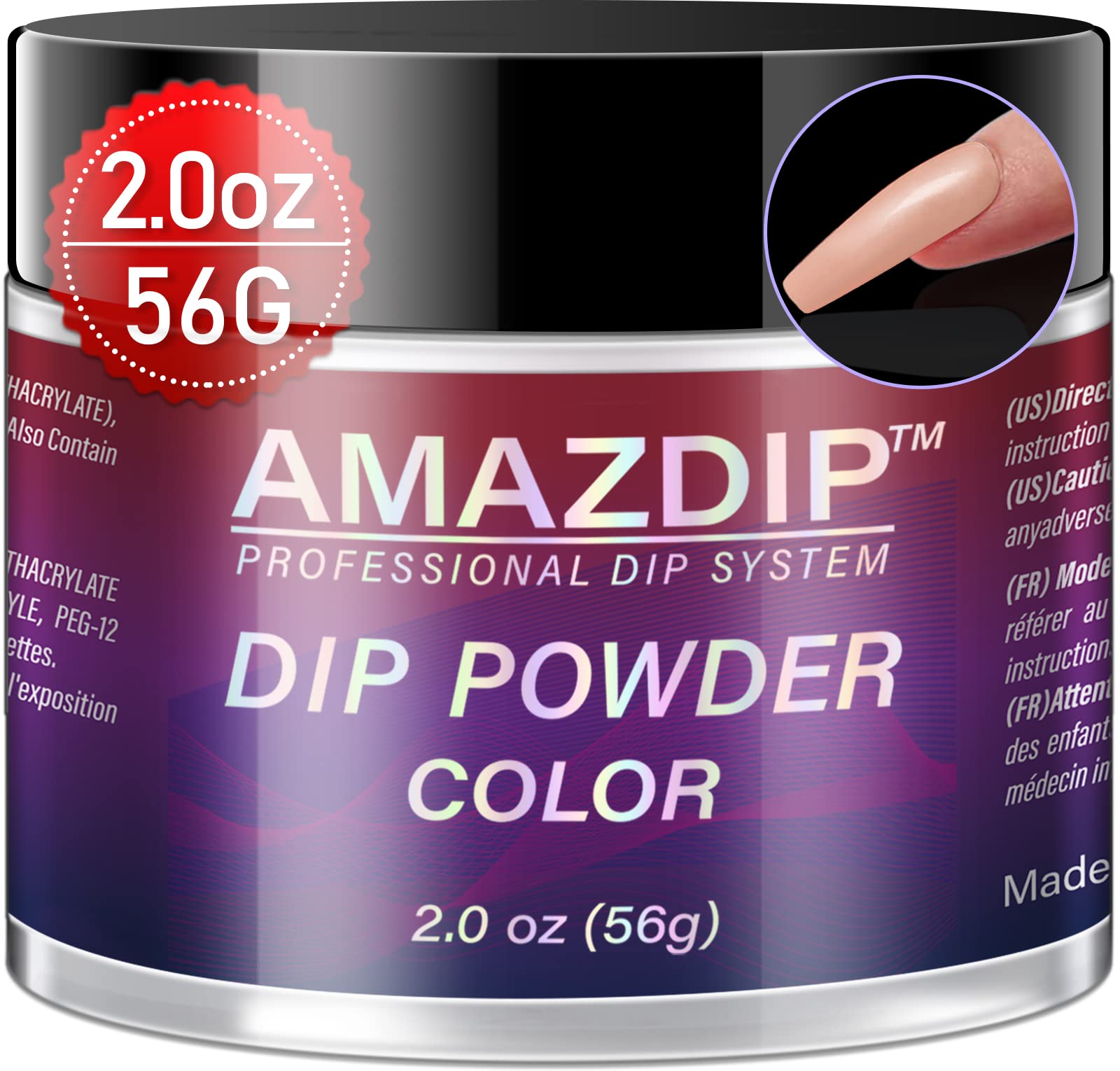 AMAZDIP Nude Pink Dipping Powder - 2oz (56g) for French Nail Art | Salon & DIY Home Manicure Kit | Perfect for Wedding, Party & Everyday Nail Designs