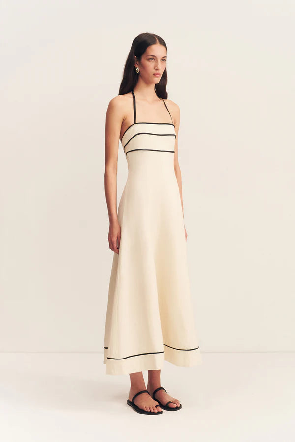 Billie Contrast Panelled Midi Dress for Women | Flattering A-Line Summer Dress | Perfect for Brunch, Weddings & Office Wear