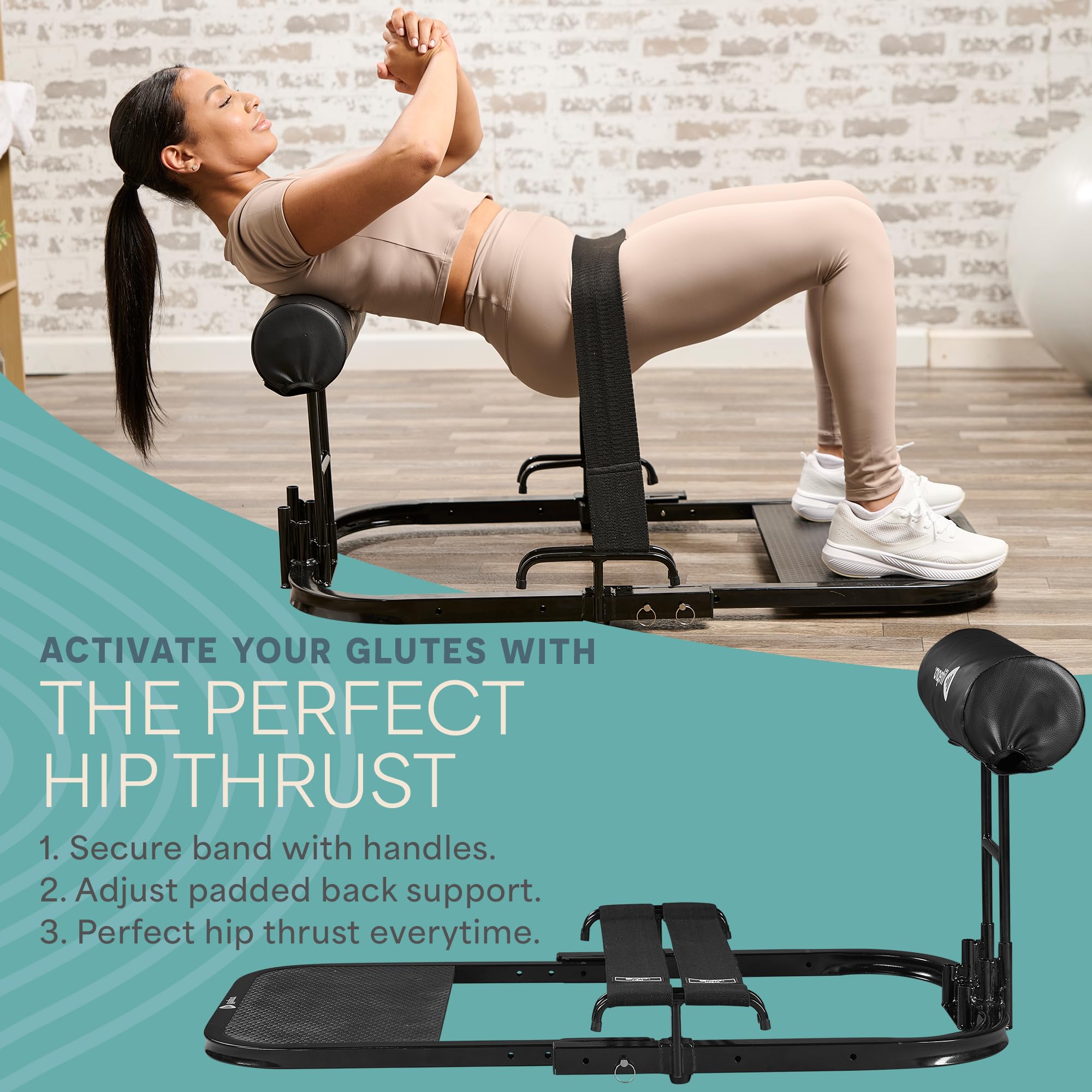 LifePro GluteBlast Hip Thrust Machine - Home Gym Equipment for Glutes, Hips & Thighs Workout with Resistance Bands - Adjustable Squat Bench for Strength Training & Toning - Perfect for Home Fitness, Booty Building & Leg Day Exercises