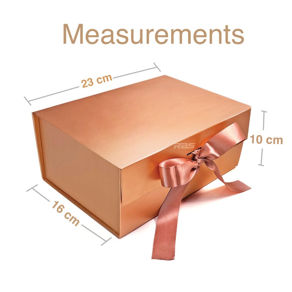 Luxury Rose Gold Gift Box for Valentine's Day - Queen Victoria Style Reusable Empty Packaging Box (23x16x10cm) with Ribbon, Holds up to 5kg - Perfect for Jewelry, Cosmetics & Premium Gifts