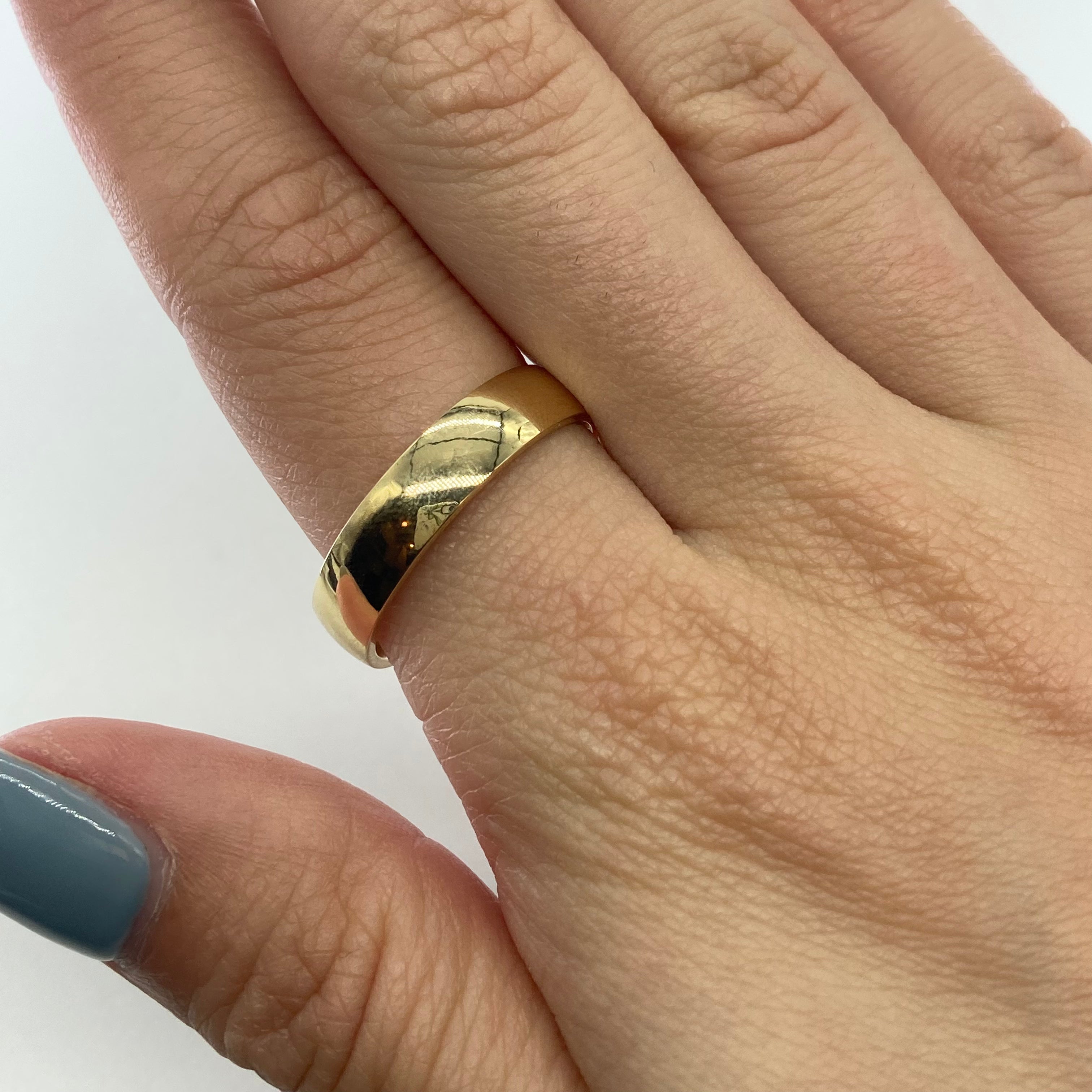 18k Yellow Gold Band Ring - 5mm Wide, Elegant & Durable for Men & Women | Perfect for Weddings, Anniversaries & Everyday Wear