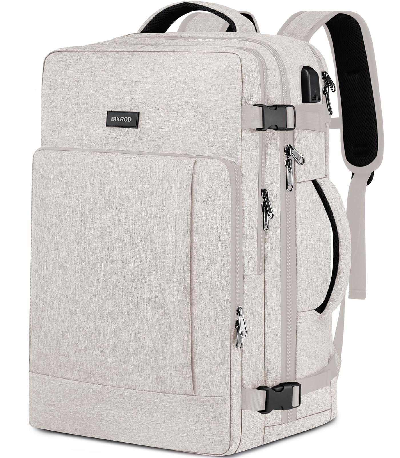 Extra Large Travel Backpack for Men & Women - 17.3 Inch Flight Approved Carry On Backpack with USB Charger Port, Sturdy Zipper & Luggage Sleeve - Perfect for Business Trips, Air Travel & Daily Commute (Beige)