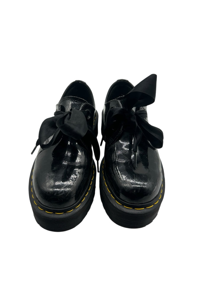Dr. Martens Holly Patent Oxford Shoes for Women - Size 8.5 | Classic Black Leather Lace-Up Oxfords for Work, Office & Casual Outfits