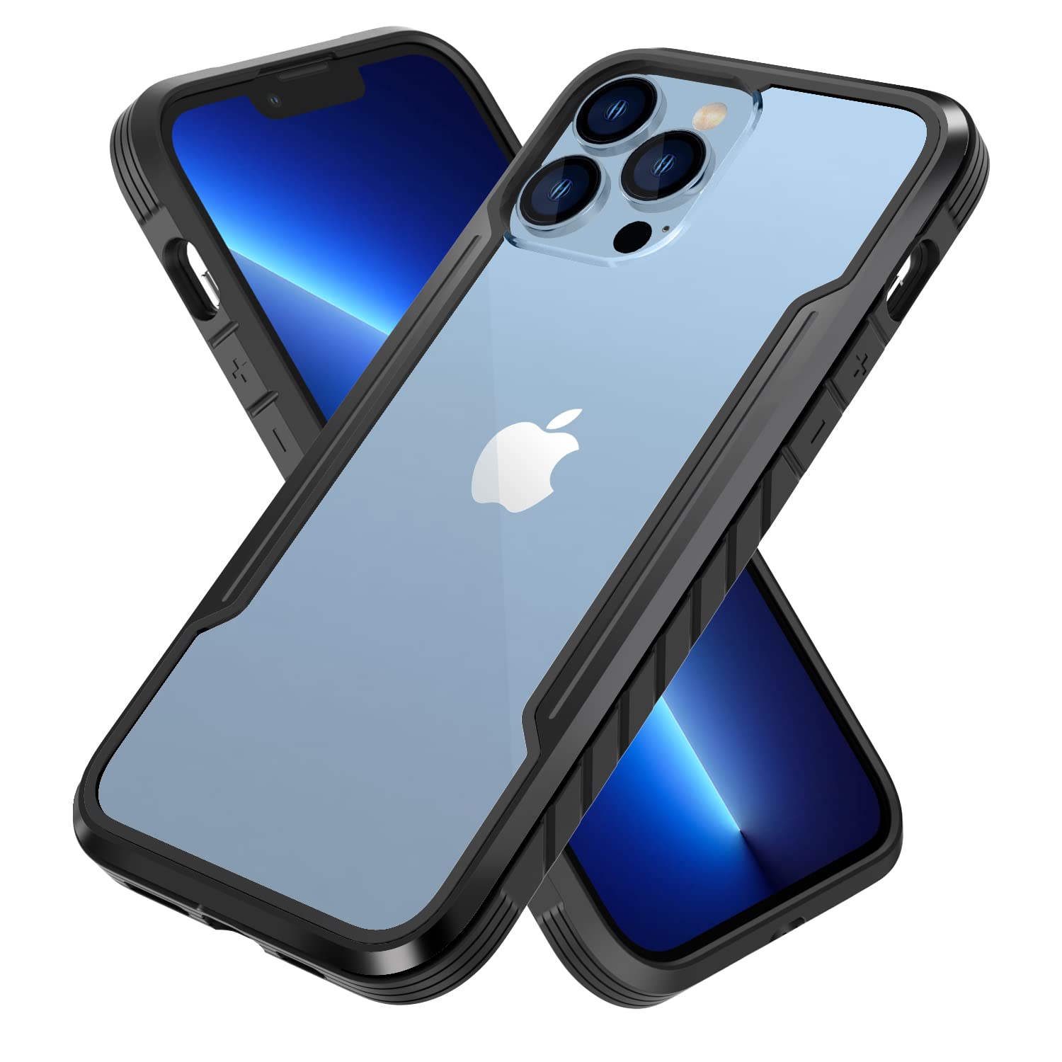 Shockproof Heavy Duty Protective Case for iPhone 13 Pro Max 6.7 Inch - Clear with Aluminum Metal Frame | Durable Drop Protection for Outdoor, Work & Everyday Use