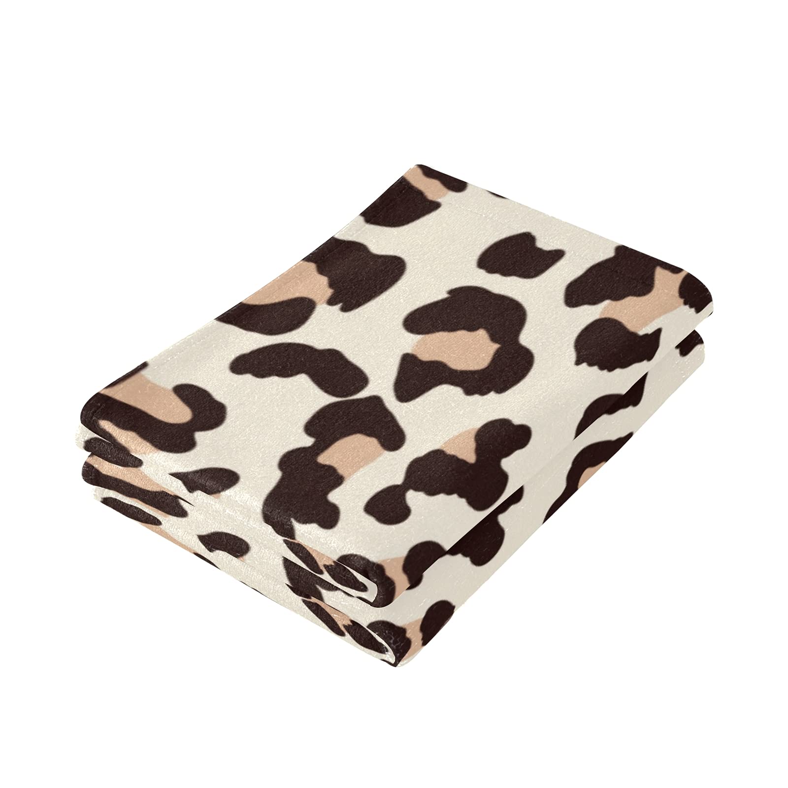 Premium Beige Leopard Print Hand & Dish Towels Set - Ultra Soft, Highly Absorbent Bath & Kitchen Towels (2-Pack) - Perfect for Bathrooms, Kitchens & Spa Days