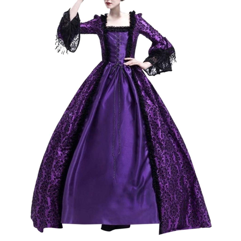Elegant Floor Length Lace Princess Cosplay Dress for Women - Vintage Retro Party Gown, Easter Celebration & Special Occasion Wear