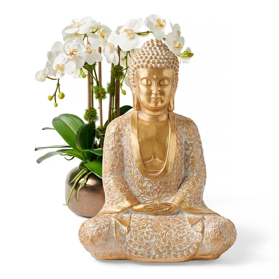 Large Meditative Buddha Statue for Home Decor - Handcrafted Resin Buddha Sculpture for Yoga, Meditation & Zen Garden - Perfect for Living Room, Office & Outdoor Spaces