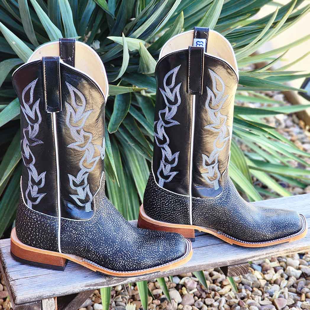 Anderson Bean Grey Safari Giraffe Square Toe Boots for Men - Western Cowboy Work Boots - Comfortable & Durable Leather Boots for Riding, Hiking, and Outdoor Adventures