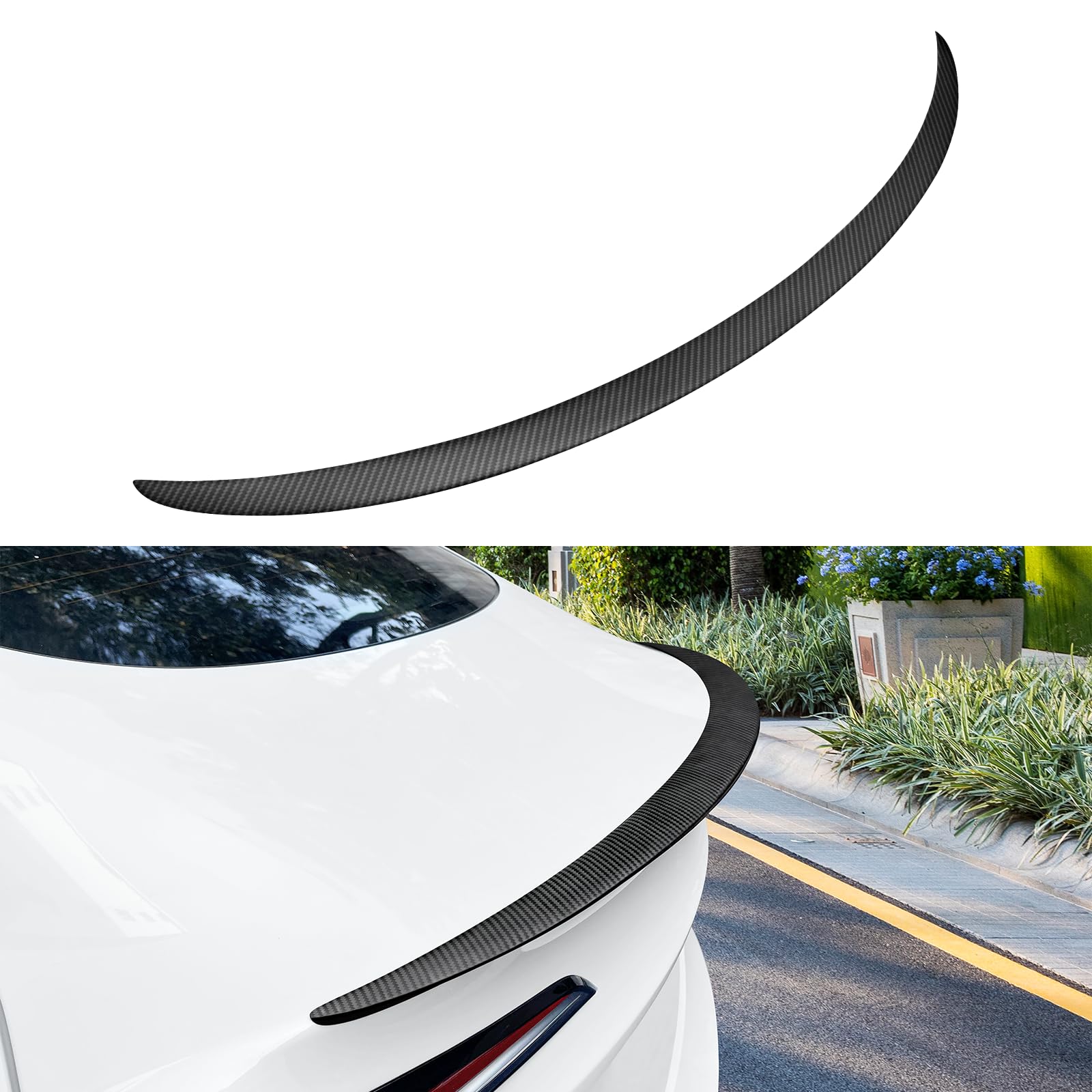2025 Upgraded Real Carbon Fiber Spoiler for Tesla Model 3 Highland 2024-2025 | Sporty Rear Trunk Lip Wing | Matte Black Tesla Model 3 Accessories | Enhances Aerodynamics & Style for Street Racing & Car Shows