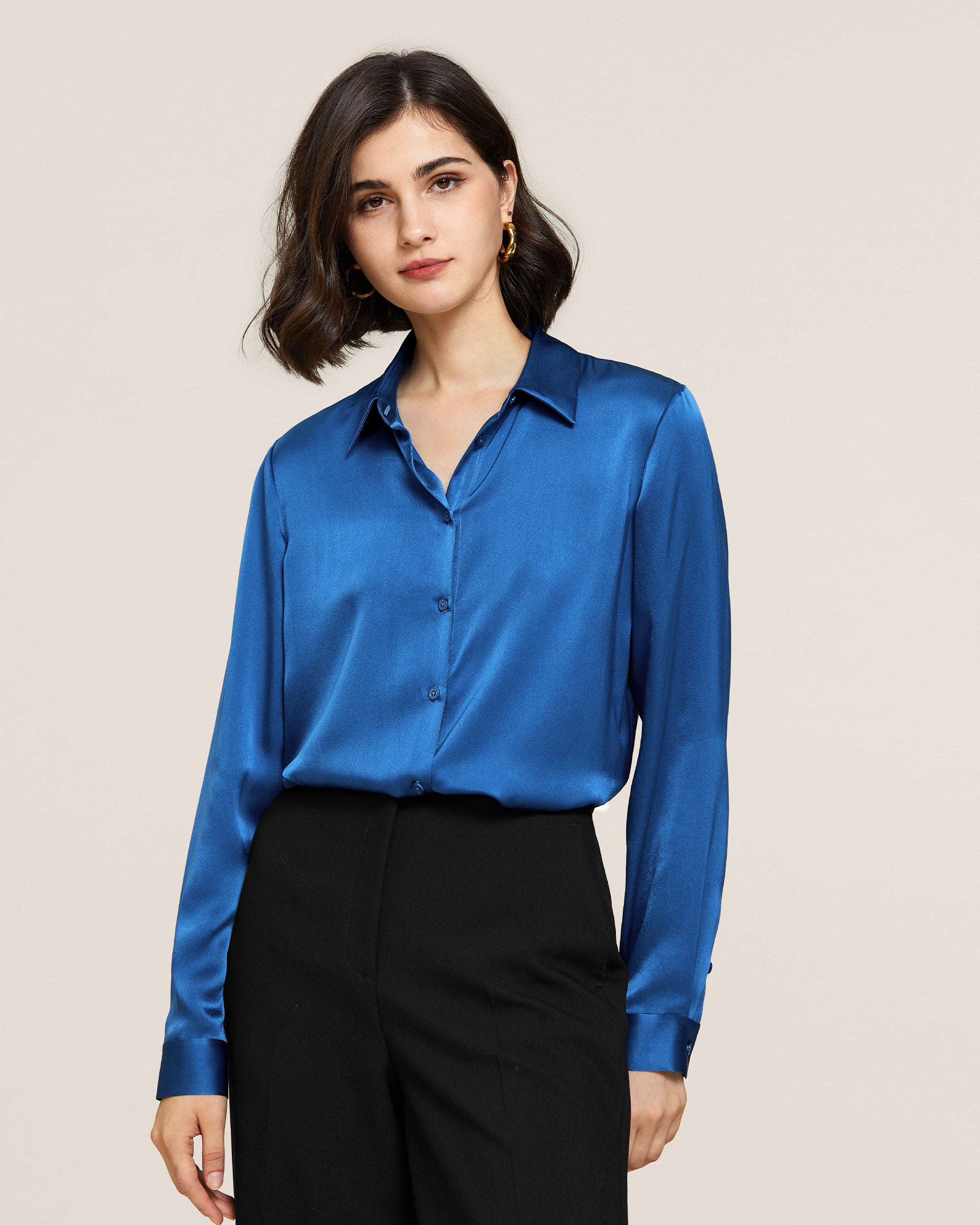 22MM Basic Versatile Silk Shirt for Women - Soft & Breathable Blouse for Office, Party & Casual Wear