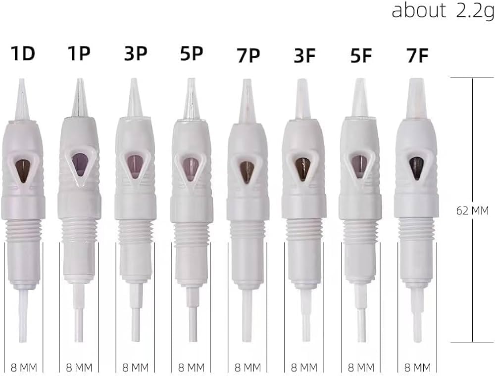 5Pcs Disposable Stainless Steel Microblading Needles for Permanent Makeup - 3P Cartridge Needles (8mm) Compatible with Charmant Machine - Perfect for Eyebrow Tattoo, Ombre Brows & Powder Brows Salon Use