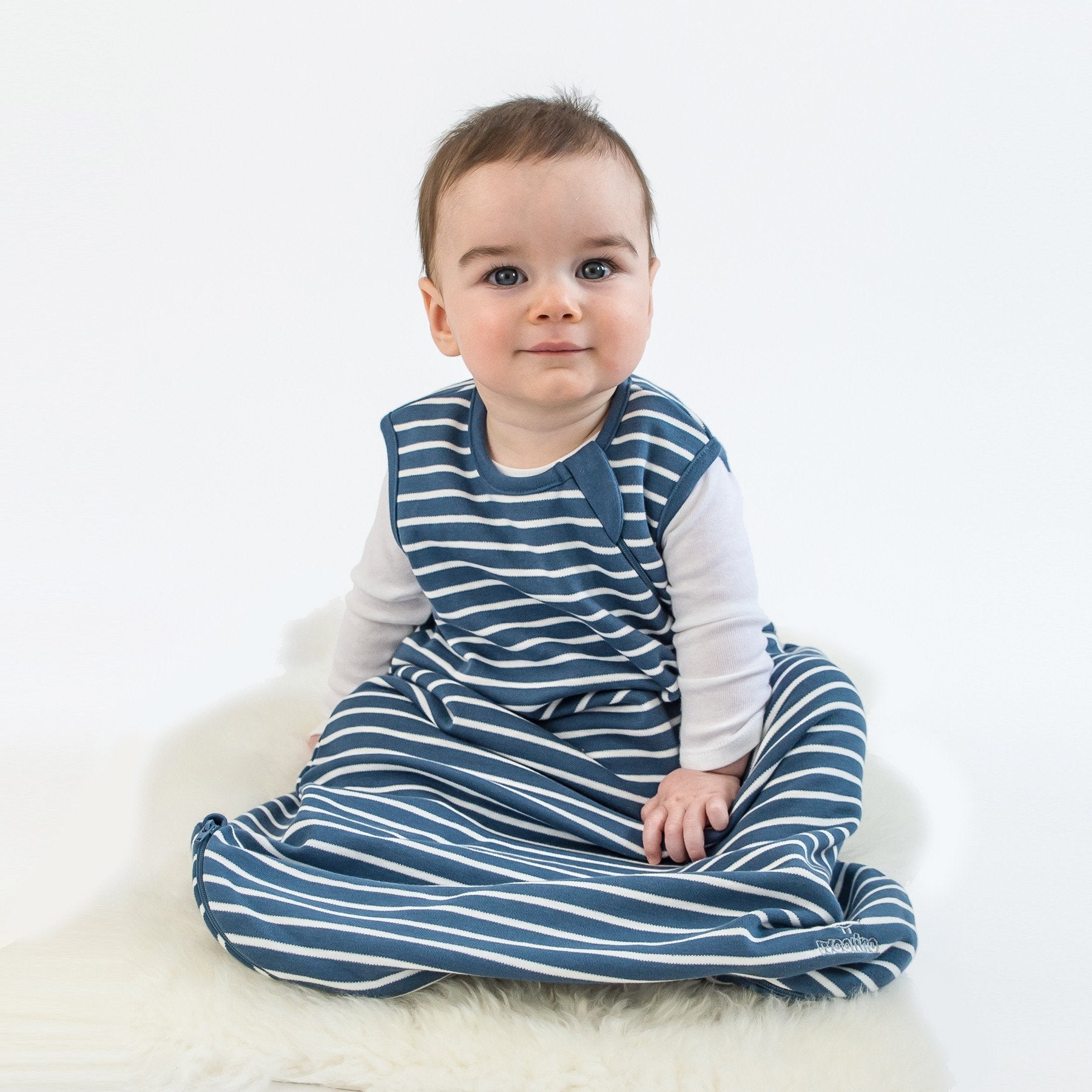 4 Season Baby Sleeping Bag - Soft Merino Wool & Organic Cotton Blend - Navy Blue - Perfect for Nursery, Daycare & Travel
