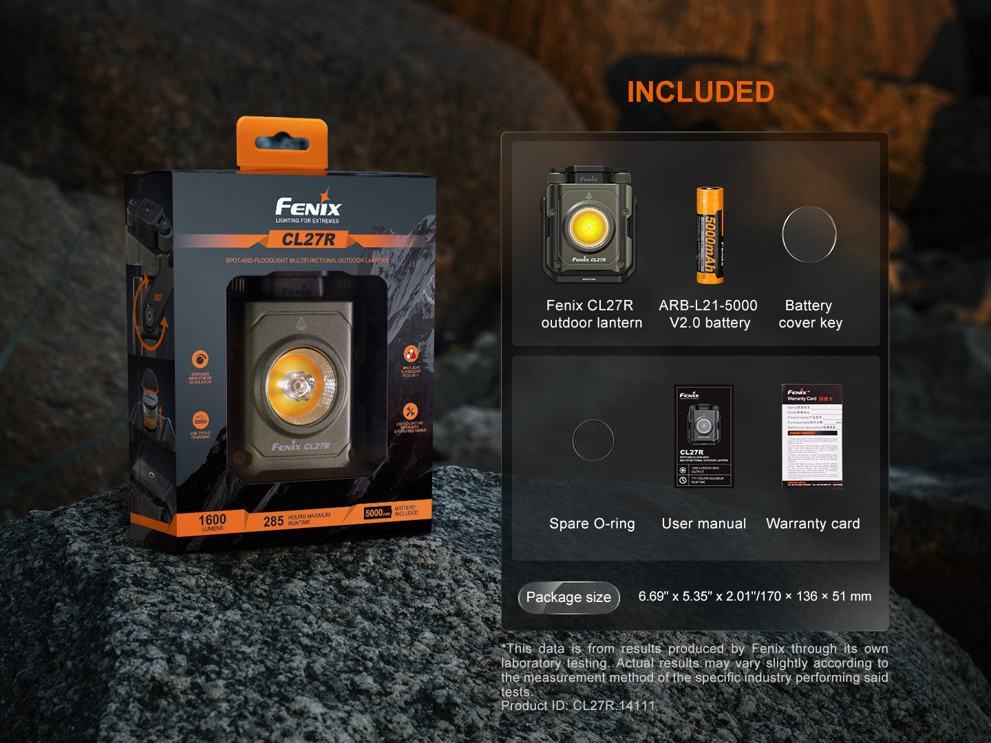 Fenix CL27R Rechargeable Camping Lantern - 550 Lumen LED, IP66 Waterproof, Perfect for Outdoor Adventures, Hiking, Emergency & Power Outages