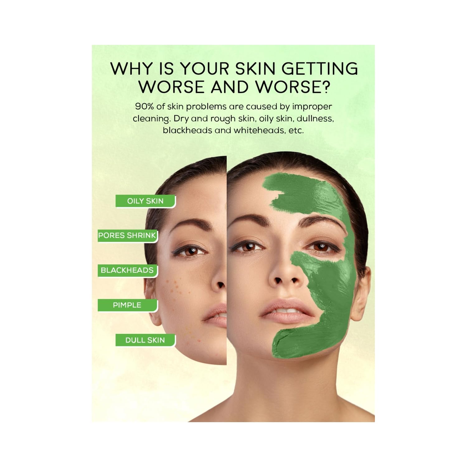 Spantra Green Clay Mask with Salicylic Acid & Matcha Tea - Acne Treatment for Oily & Acne-Prone Skin | Reduces Breakouts, Soothes Redness & Dark Spots | 125g Detoxifying Facial Mask for Pollution Defense & Skin Care | Perfect for Daily Use & Spa Nights at Home