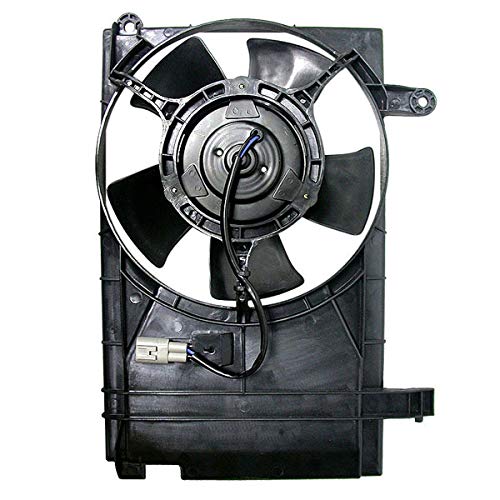 TYC 04 Chevy Aveo A/C Condenser Cooling Fan Motor Assembly with Blade & Shroud - Replacement for Chevy Aveo 2004 Models with Air Conditioning - Perfect for Cooling System Repairs & Maintenance
