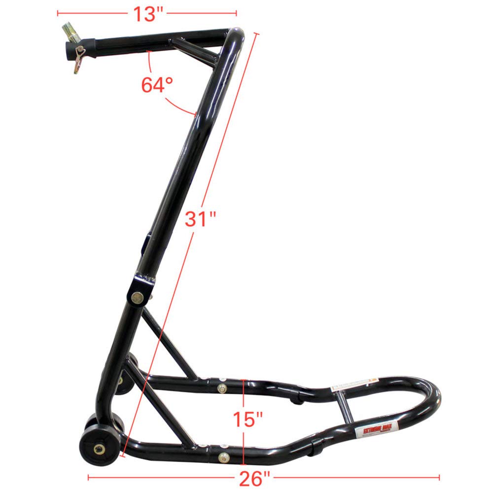 Extreme Max 5600.3223 Sport Bike Lift Stand - Front & Rear Spool-Style with Triple Tree Attachment for Motorcycle Maintenance & Storage
