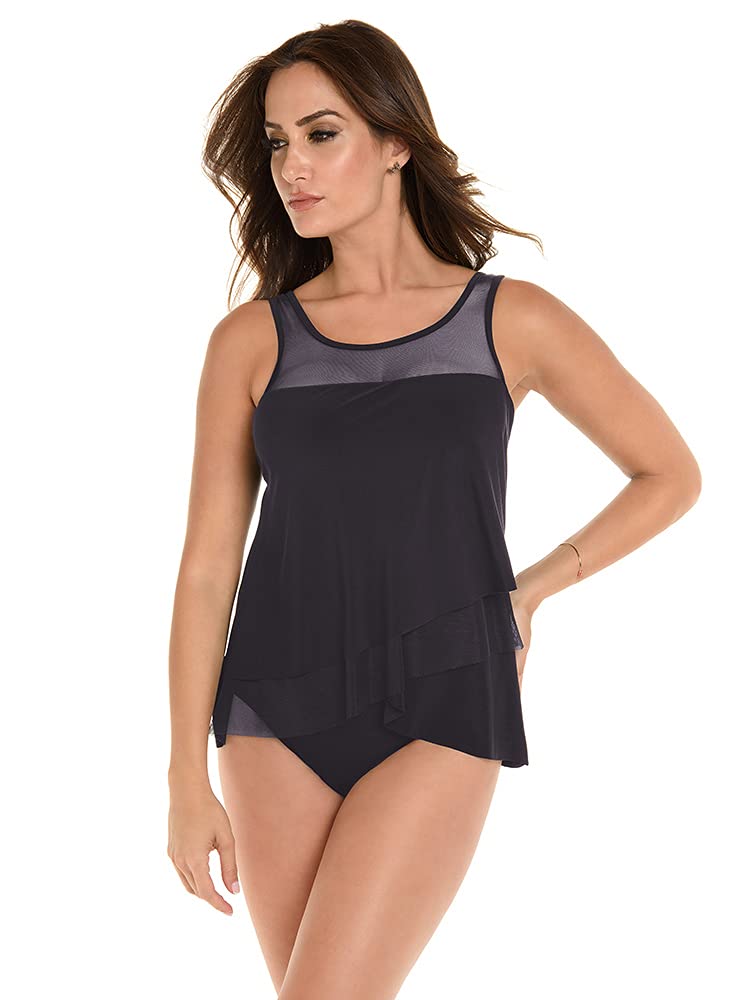 Miraclesuit Women's High Neck Underwire Tankini Top - Supportive Swimwear for Women with Built-in Bra - Perfect for Swimming, Beach Vacations & Water Aerobics
