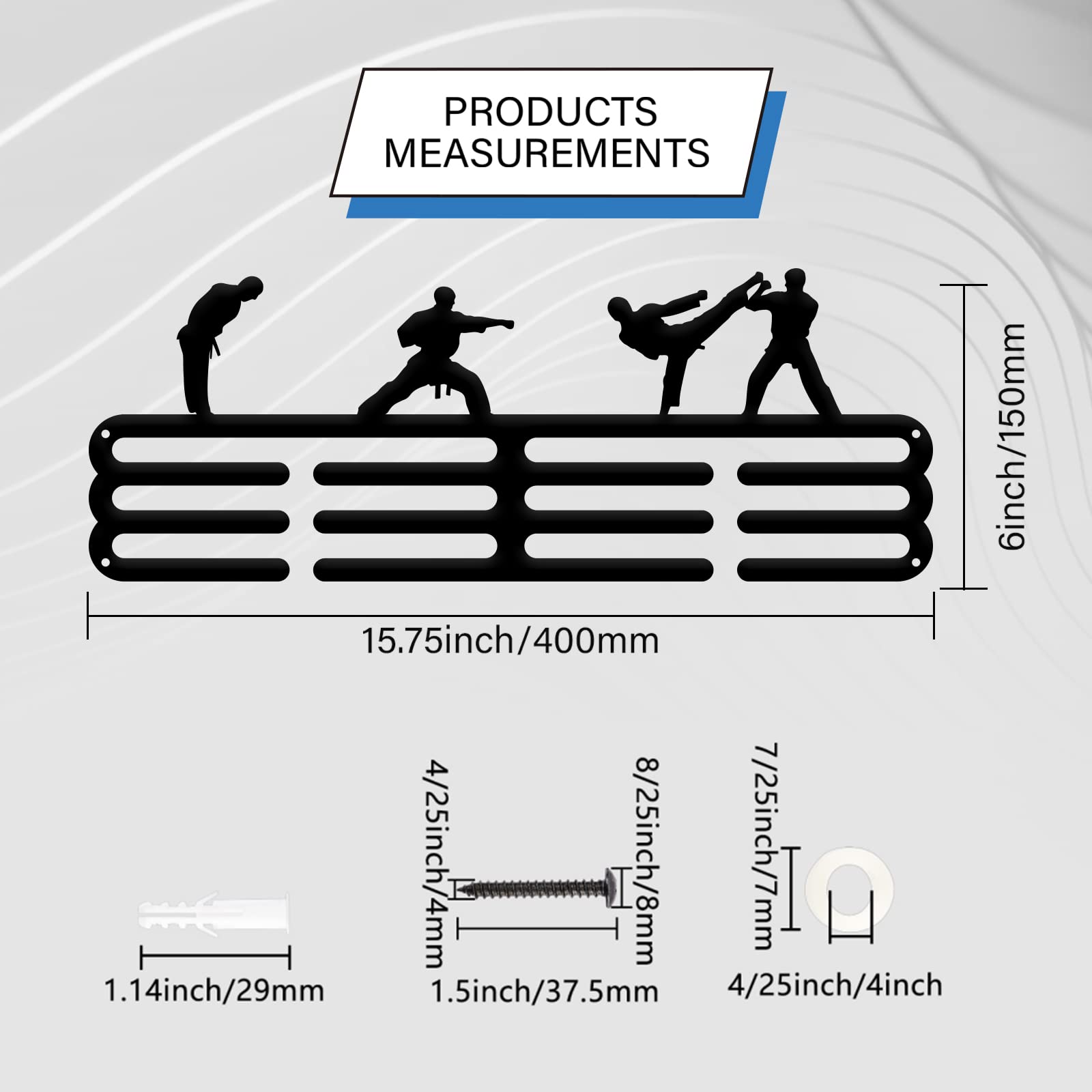 PH PandaHall 3-Tier Metal Medal Hanger Display Rack - Wall Mount Sports Award Organizer for Karate, Cheerleading & Jewelry (Holds 50+ Medals, 15.75 Inch/40cm) - Perfect for Trophy Rooms, Gym Displays & Home Decor