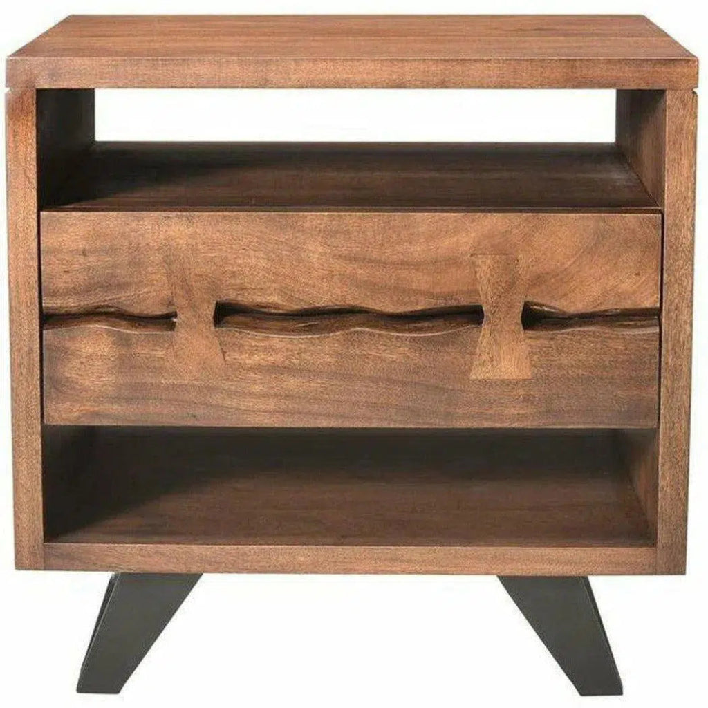 21.5 Inch Industrial Brown Nightstand - Rustic Bedside Table for Bedroom, Living Room & Office