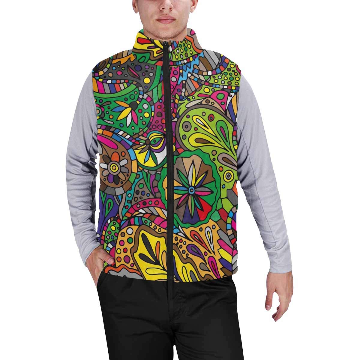 InterestPrint Men's Floral Butterfly Padded Vest Coat - Lightweight Outdoor Stand Collar Jacket for Hiking, Camping & Casual Wear