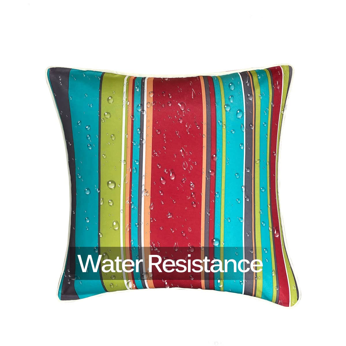Waterproof Outdoor Throw Pillows Set of 2 - 18x18 Inch Striped Decorative Pillows with Enipate Inserts for Patio Furniture, Garden, Poolside & Porch Decor