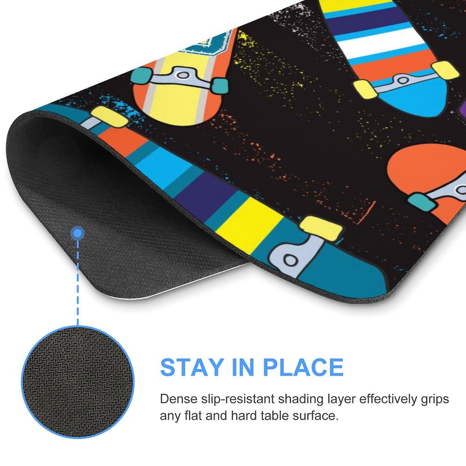 Durable Non-Slip Waterproof Gaming Mouse Pad - 20x25cm Skateboard Design Office & Home Computer Accessory for PC, Laptop, Work & Gaming Setup