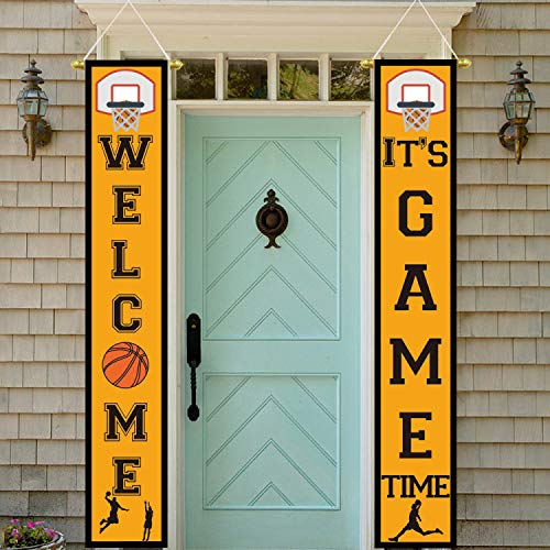 Basketball Party Decor - Hanging Porch Sign for Indoor & Outdoor Sports Birthday