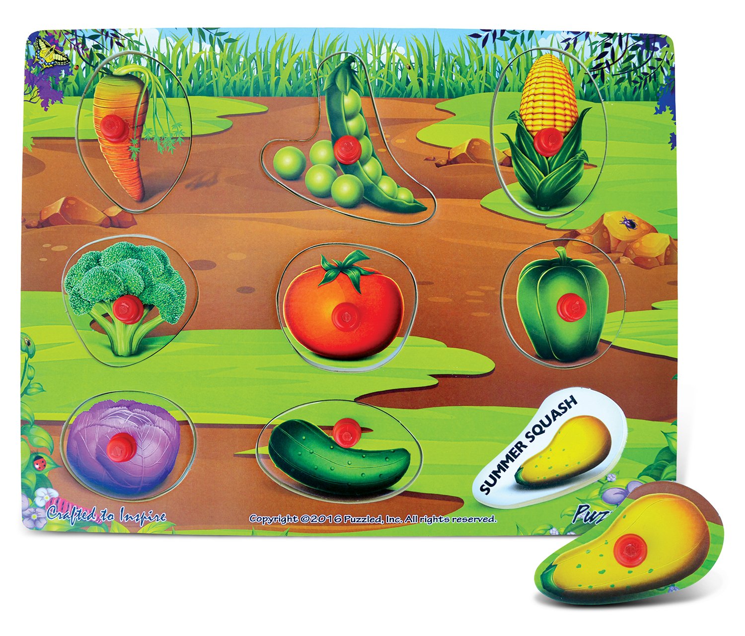 Wooden Vegetable Peg Puzzle - Educational Shape Matching Toy for Kids, Fun Brain Teaser Game with Produce Food Theme | Perfect for Preschool Learning, Montessori Activities & Toddler Fine Motor Skills Development