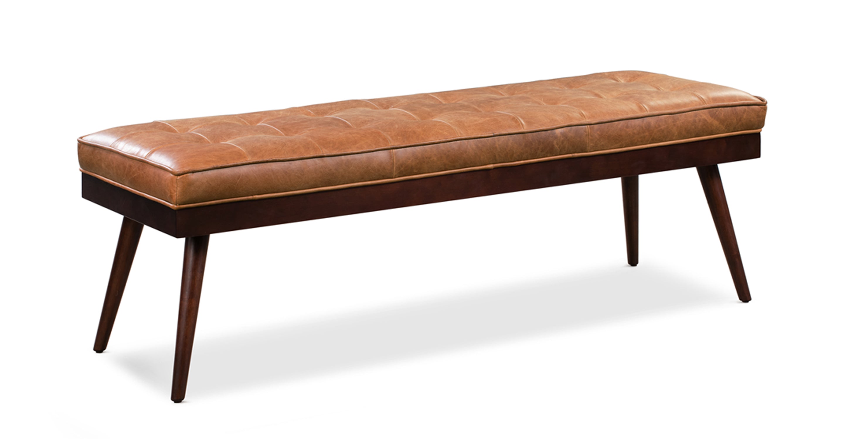 Luca Leather Bench - Modern Upholstered Storage Ottoman with Tufted Design for Living Room, Bedroom, or Entryway - Durable Faux Leather Seat with Sturdy Wooden Legs - Perfect for Extra Seating, Footrest, or Stylish Home Decor